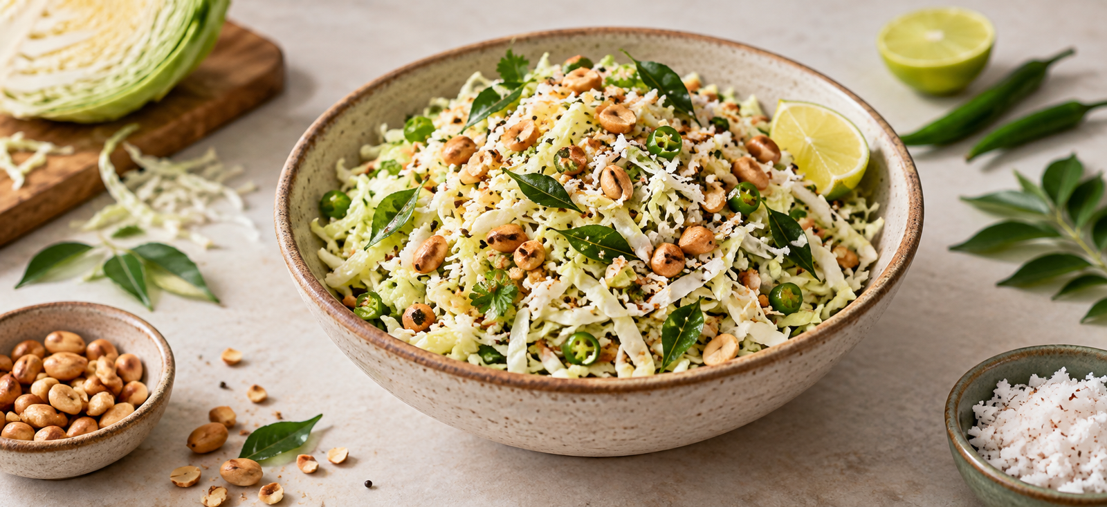 Cabbage-Peanut Salad - South Indian Style