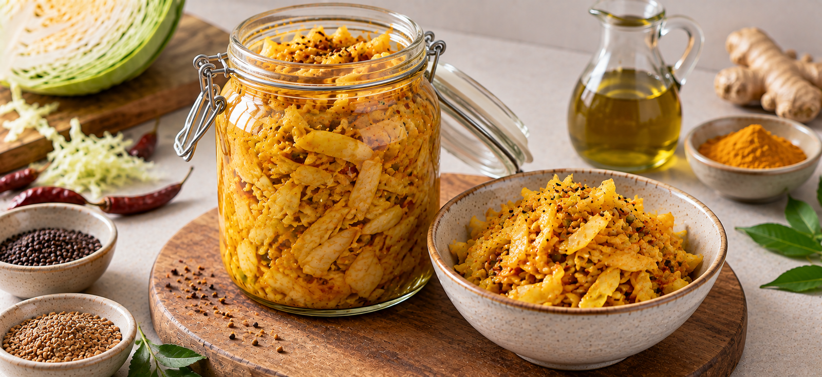Indian-Style Fermented Cabbage Pickle